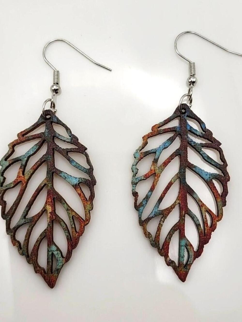 Boho Wooden Leaf Earrings